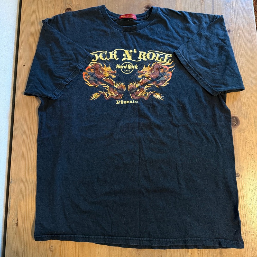 Vintage Hard Rock Cafe Phoenix Dragon Shirt‎ Size XL Rock N Roll Graphic Black